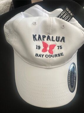 Kapalua womens White Baseball Cap with Pink Butterfly Embroidery